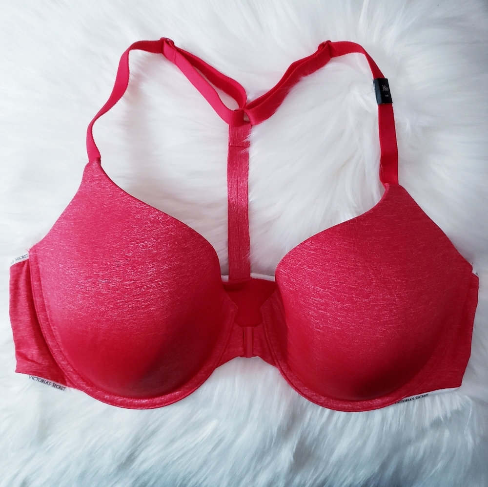 Victoria's Secret Racerback Semi Demi Heather Red Bra, Size: 38D NWOT